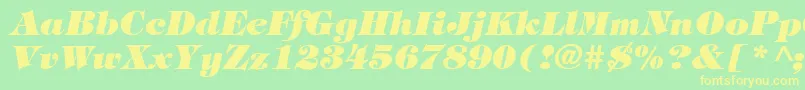 TiffanyHeavyItalic-fontti – keltaiset fontit vihreällä taustalla