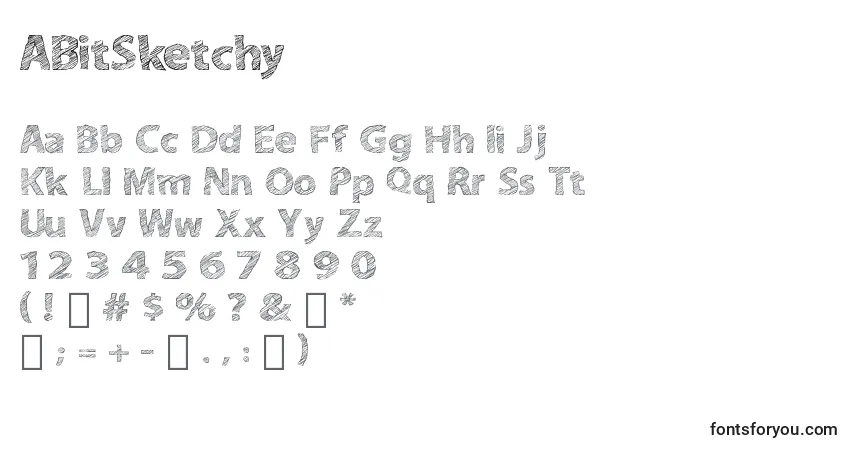 Czcionka ABitSketchy – alfabet, cyfry, specjalne znaki