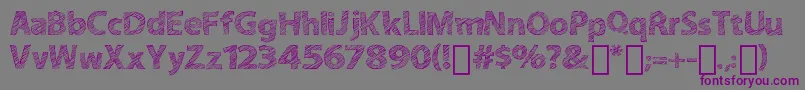 フォントABitSketchy – 紫色のフォント、灰色の背景