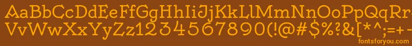 OldenburgRegular-Schriftart – Orangefarbene Schriften auf braunem Hintergrund
