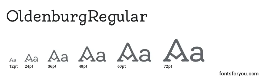 Размеры шрифта OldenburgRegular