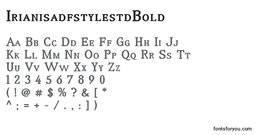 Czcionka IrianisadfstylestdBold – alfabet, cyfry, specjalne znaki