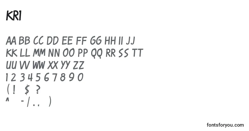 A fonte Kr1 – alfabeto, números, caracteres especiais