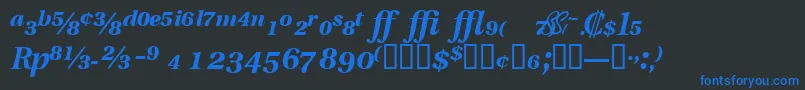 VeracityproblacksskItalic-fontti – siniset fontit mustalla taustalla