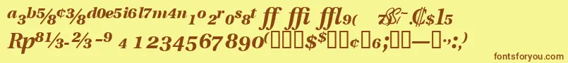 フォントVeracityproblacksskItalic – 茶色の文字が黄色の背景にあります。