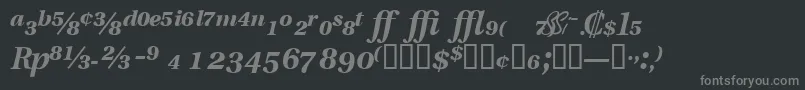 VeracityproblacksskItalic-fontti – harmaat kirjasimet mustalla taustalla