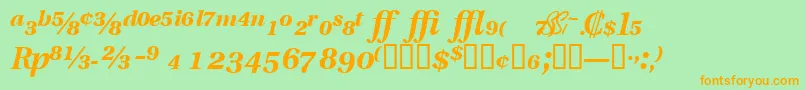 フォントVeracityproblacksskItalic – オレンジの文字が緑の背景にあります。