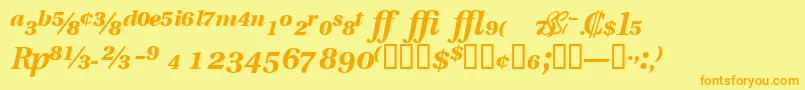 フォントVeracityproblacksskItalic – オレンジの文字が黄色の背景にあります。