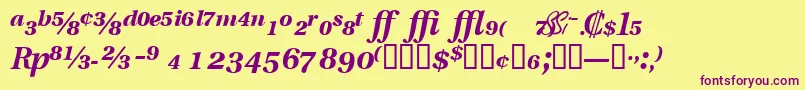 Шрифт VeracityproblacksskItalic – фиолетовые шрифты на жёлтом фоне