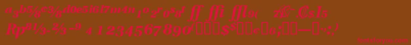 フォントVeracityproblacksskItalic – 赤い文字が茶色の背景にあります。