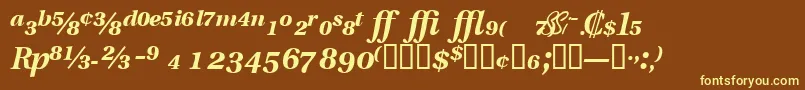 VeracityproblacksskItalic-fontti – keltaiset fontit ruskealla taustalla