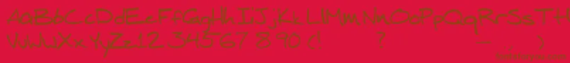 Mitchhand-fontti – ruskeat fontit punaisella taustalla
