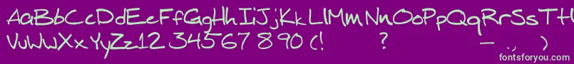 Mitchhand Font – Green Fonts on Purple Background