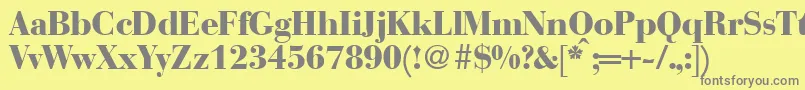 フォントBodonirecutheavyRegular – 黄色の背景に灰色の文字