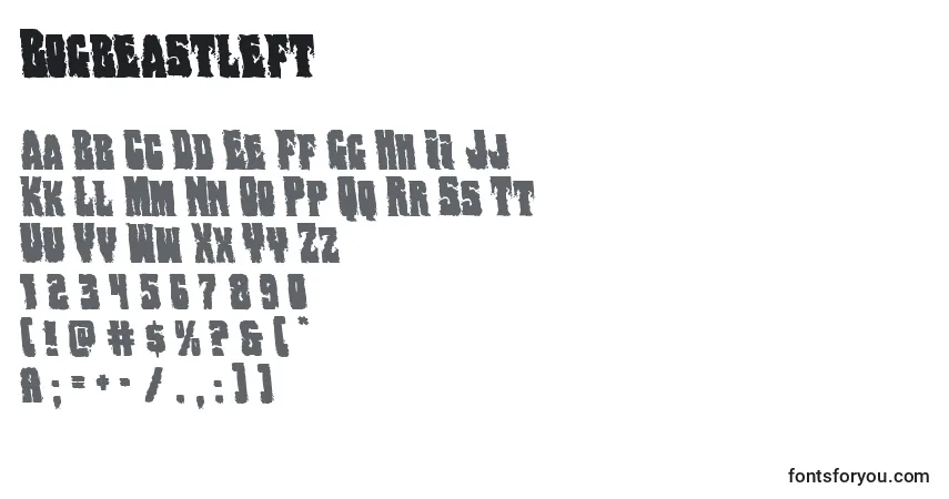 Schriftart Bogbeastleft – Alphabet, Zahlen, spezielle Symbole