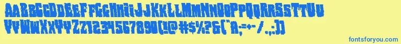 Bogbeastleft-Schriftart – Blaue Schriften auf gelbem Hintergrund