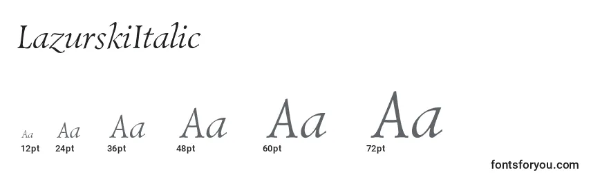 Размеры шрифта LazurskiItalic