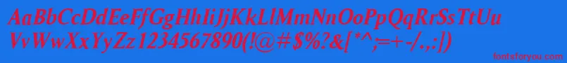RagnarBolditalic-Schriftart – Rote Schriften auf blauem Hintergrund