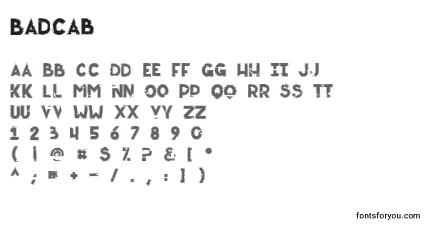 Schriftart Badcab – Alphabet, Zahlen, spezielle Symbole