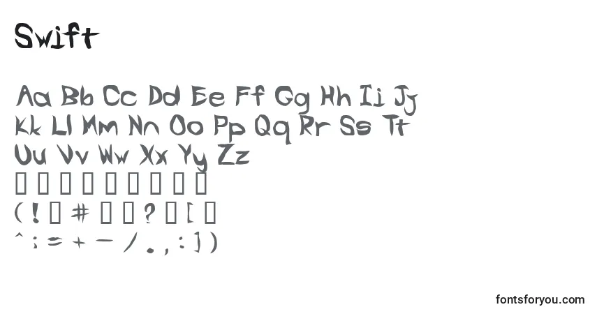 Czcionka Swift – alfabet, cyfry, specjalne znaki