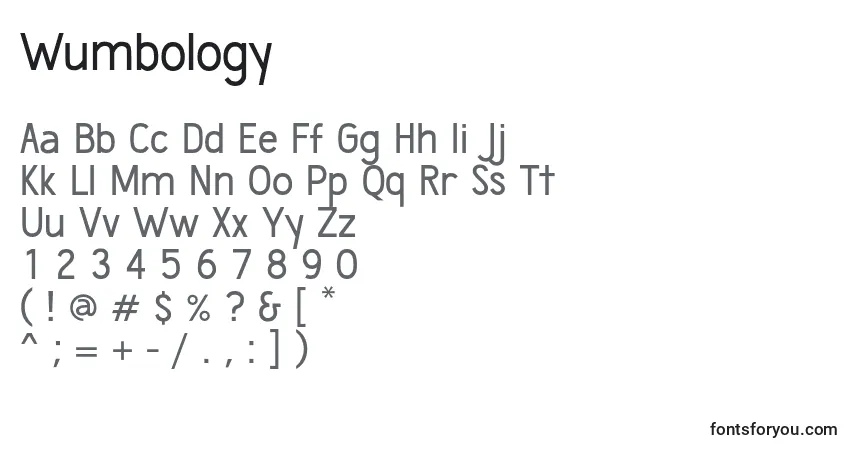 Schriftart Wumbology – Alphabet, Zahlen, spezielle Symbole