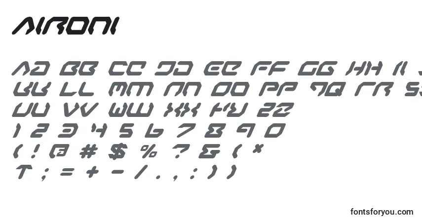 Aironi Font – alphabet, numbers, special characters