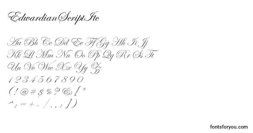 Schriftart EdwardianScriptItc – Alphabet, Zahlen, spezielle Symbole
