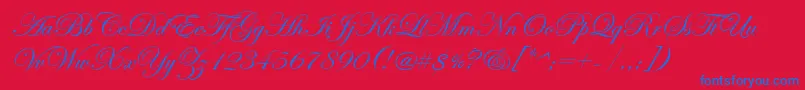fuente EdwardianScriptItc – Fuentes Azules Sobre Fondo Rojo