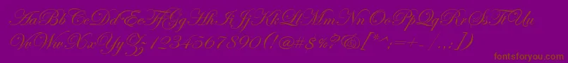 EdwardianScriptItc-fontti – ruskeat fontit violetilla taustalla
