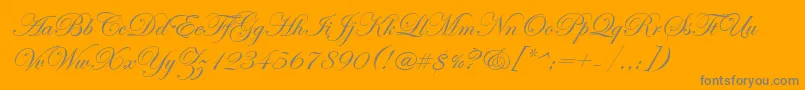 EdwardianScriptItc-Schriftart – Graue Schriften auf orangefarbenem Hintergrund