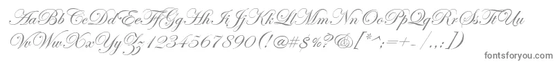 EdwardianScriptItc-fontti – harmaat kirjasimet valkoisella taustalla