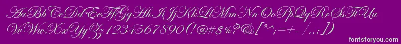 EdwardianScriptItc Font – Green Fonts on Purple Background