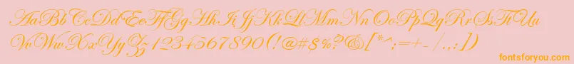 Fonte EdwardianScriptItc – fontes laranjas em um fundo rosa