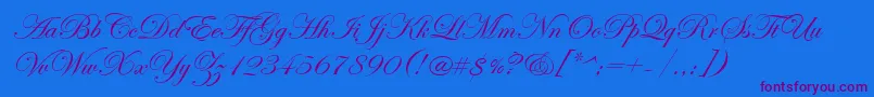 Fonte EdwardianScriptItc – fontes roxas em um fundo azul
