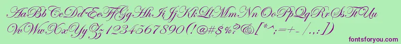 EdwardianScriptItc Font – Purple Fonts on Green Background