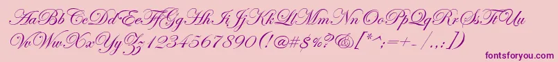 EdwardianScriptItc-Schriftart – Violette Schriften auf rosa Hintergrund