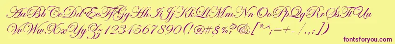 fuente EdwardianScriptItc – Fuentes Moradas Sobre Fondo Amarillo