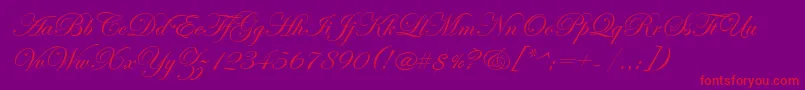 EdwardianScriptItc-Schriftart – Rote Schriften auf violettem Hintergrund