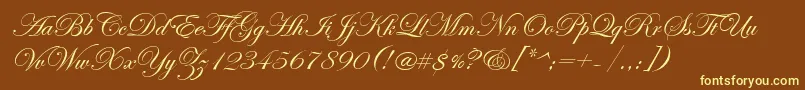 Шрифт EdwardianScriptItc – жёлтые шрифты на коричневом фоне