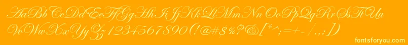 Fonte EdwardianScriptItc – fontes amarelas em um fundo laranja
