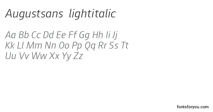 Augustsans46lightitalic (101556)フォント–アルファベット、数字、特殊文字