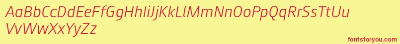 Augustsans46lightitalic Font – Red Fonts on Yellow Background