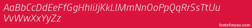 Czcionka Augustsans46lightitalic – białe czcionki na czerwonym tle