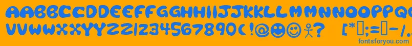 PlasticTomato-Schriftart – Blaue Schriften auf orangefarbenem Hintergrund