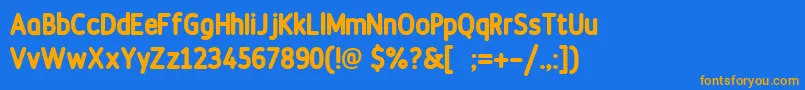 DiscotecaroundedFreeForPersonalUseフォントについての詳細 フォントDiscotecaroundedFreeForPersonalUse – オレンジ色の文字が青い背景にあります。