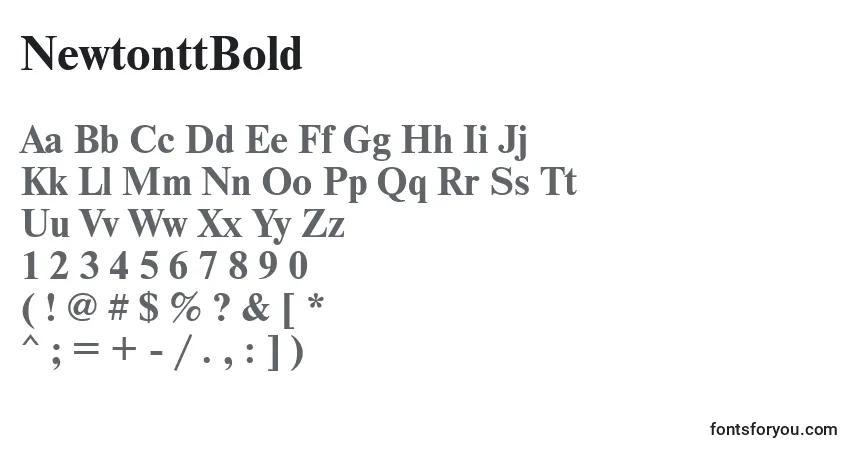 A fonte NewtonttBold – alfabeto, números, caracteres especiais