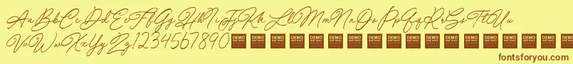 SpecialTouchDemo Font – Brown Fonts on Yellow Background