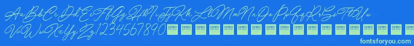 SpecialTouchDemo-Schriftart – Grüne Schriften auf blauem Hintergrund