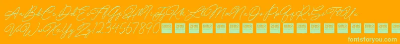 SpecialTouchDemo Font – Green Fonts on Orange Background