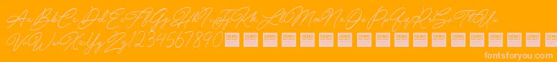 SpecialTouchDemo-Schriftart – Rosa Schriften auf orangefarbenem Hintergrund